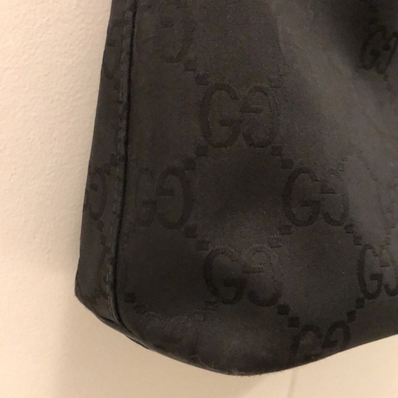 Gucci GG nylon shoulder bag small hobo, black canvas leather - Picture 3 of 7